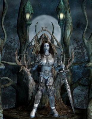 Woman on a fantasy throne in the wood  Stock Photo Woman on a fantasy throne in the wood  Stock Photo - 9146281