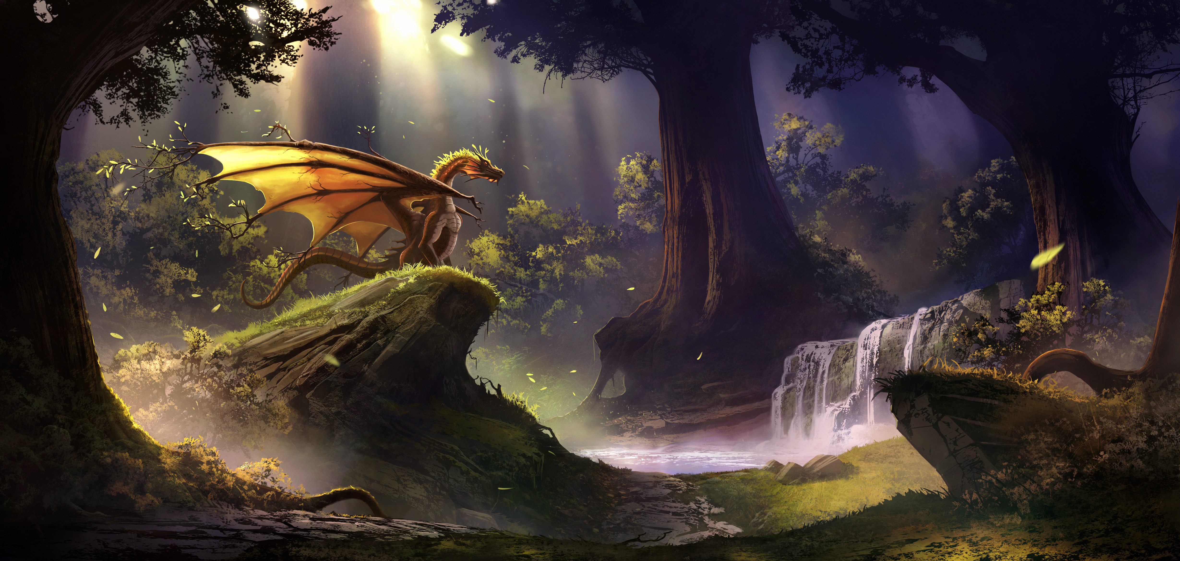 Dragon's Forest Haven - 4K Ultra HD Wallpaper by bmspire