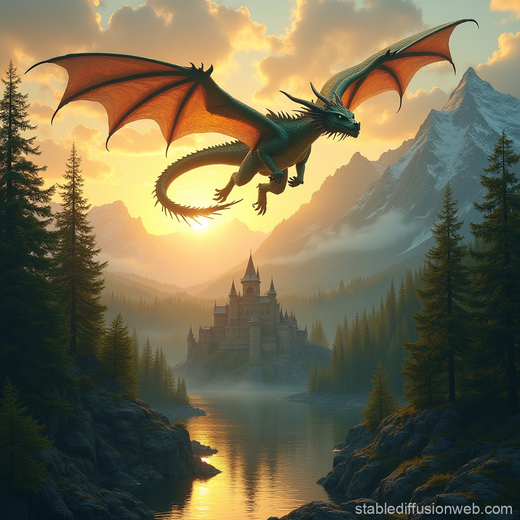 a dragon flying over a forest Prompts | Stable Diffusion Online