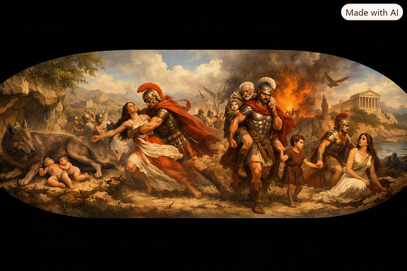 oblong Roman legend scene
